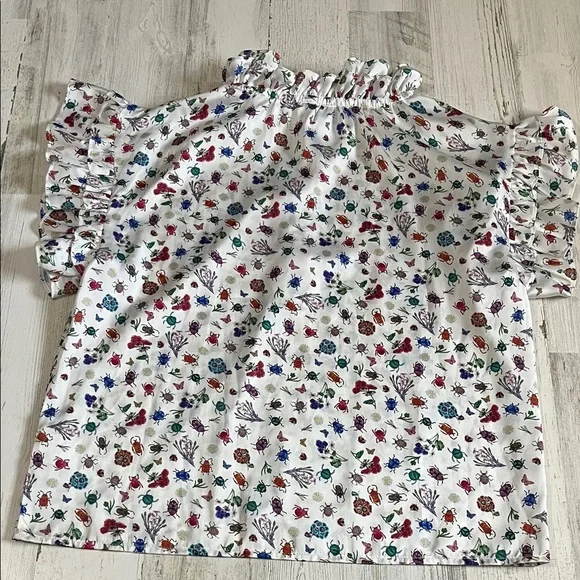 Koch Insect Floral Ruffle Sleeve Blouse - Picture 7 of 12
